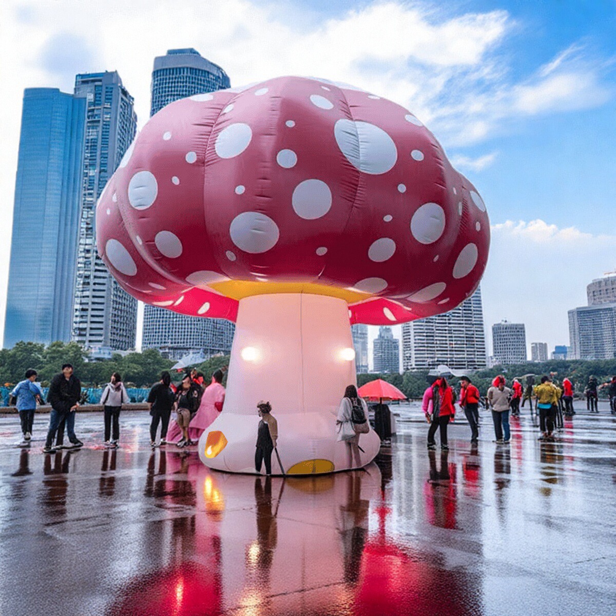 充气蘑菇卡通植物气模美陈可定制