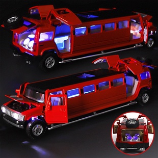 仿真1:32加长版悍马H2合金车模型声光回力开门儿童玩具汽车摆件
