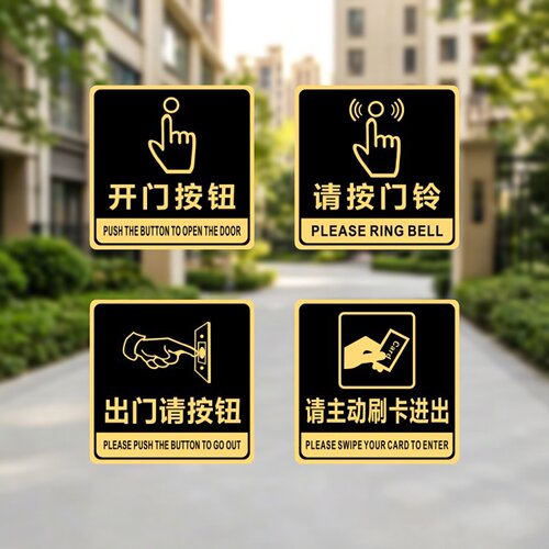 亚克力请按门铃出门请按钮提示牌