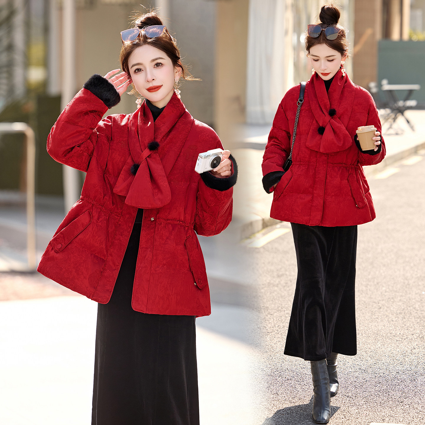 新中式国风羽绒服女中长款2025冬季新款收腰显瘦高级感白鸭绒外套