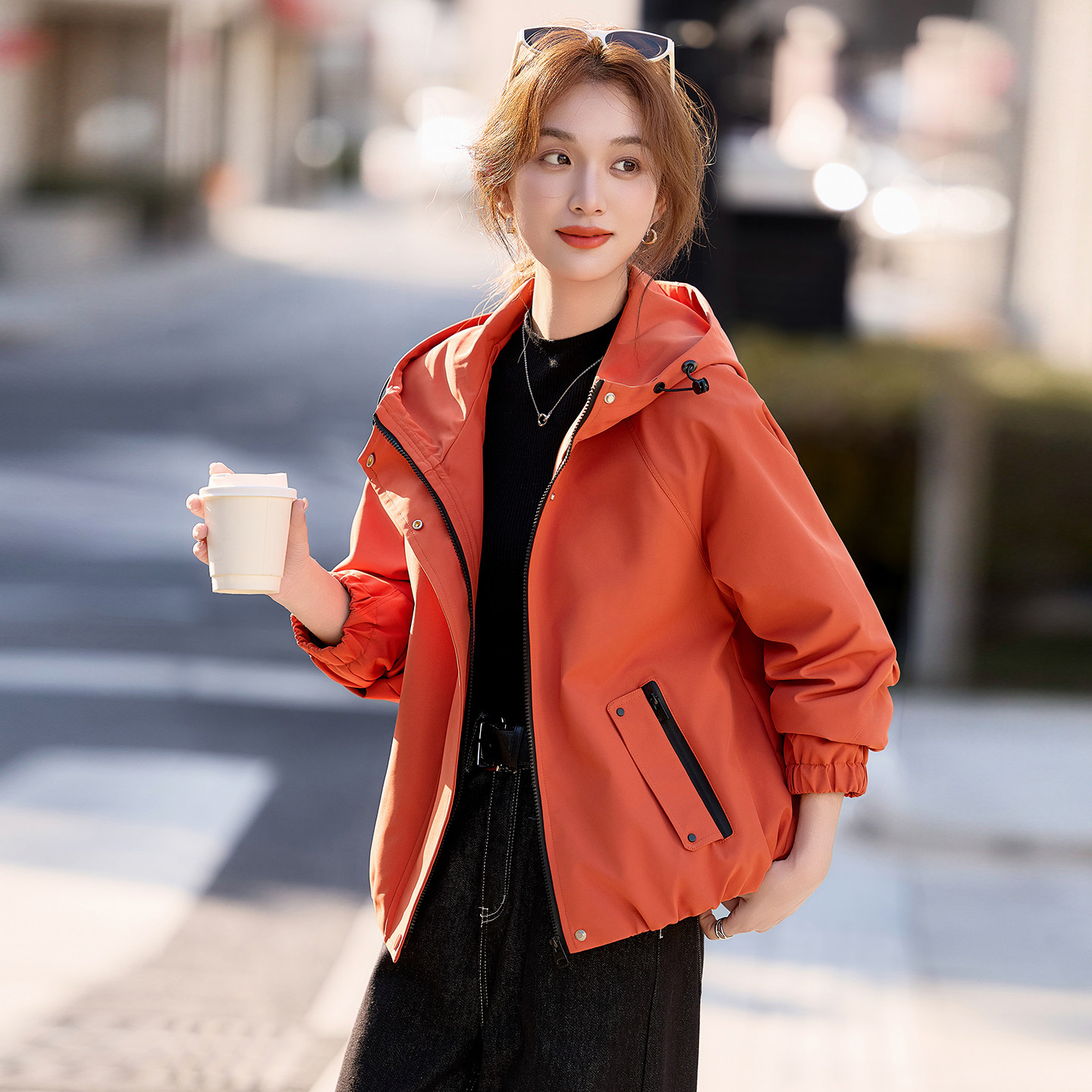 休闲连帽棉服女短款2026秋冬季