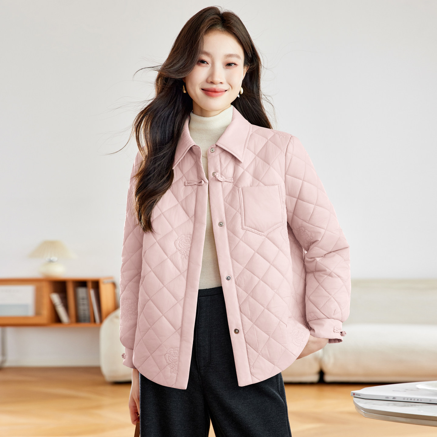 菱格短款棉服女2025秋冬新款轻薄保暖棉袄小个子气质百搭棉衣外套