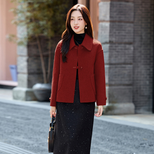 毛呢外套女短款2025秋冬新款宽松显瘦加厚气质高级感双面羊毛大衣