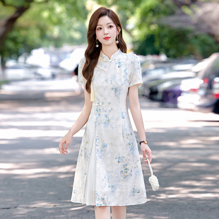 新款 小個子遮肚提花盤扣裙子 國風改良旗袍連衣裙女2025夏季 新中式
