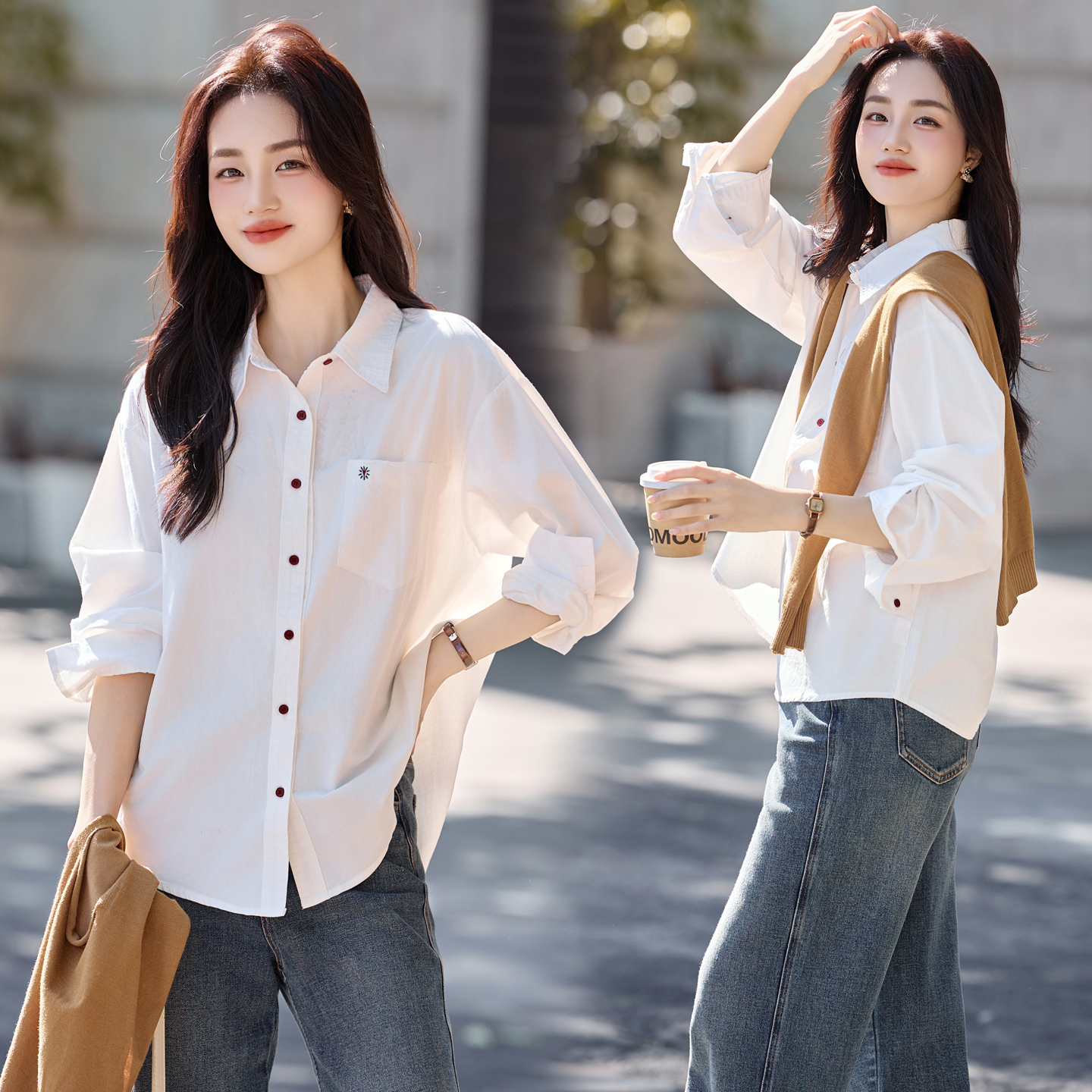 春秋内搭披肩休闲宽松显瘦衬衣