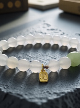 天然白玛瑙玉髓手链女气质