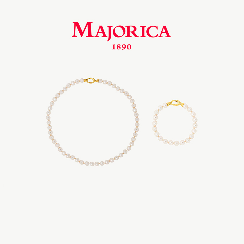 【套装】MAJORICA美娇丽佳手作珍珠项链手链串珠颈链8mm手作珍珠