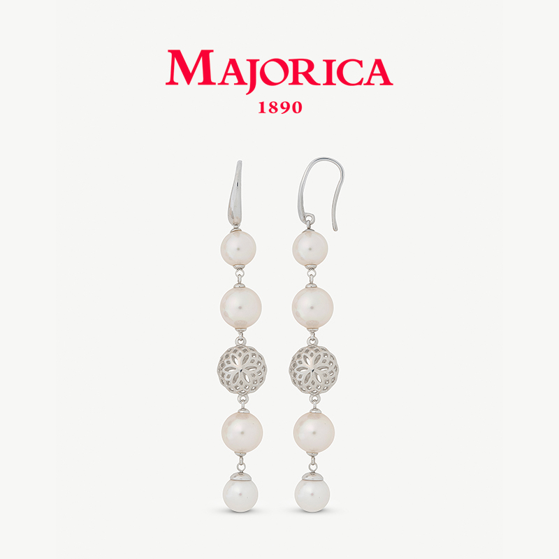 Majorica美娇丽佳手作珍珠耳钉女轻奢耳坠耳饰8+10mm手作珍珠