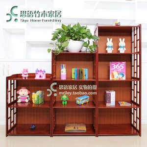 书架简易儿童桌面上收纳楠竹多层实木客厅置物架子落地学生小书柜