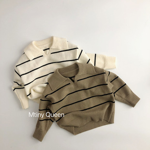 儿童毛衣韩版 小童宝宝套头毛线衣 秋冬男童女童洋气条纹针织毛线衫