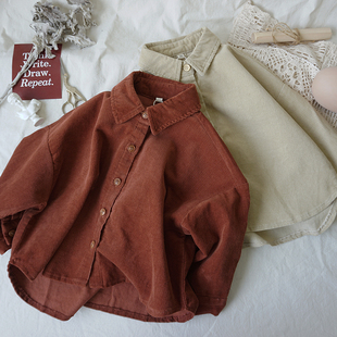 衬衣婴儿宝宝韩板灯芯绒翻领春秋上衣潮 长袖 儿童衬衫 男童女童秋款