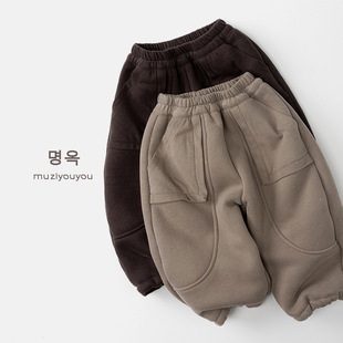 宽松保暖休闲裤 儿童裤 冬季 小童宝宝韩版 潮 子男童女童加绒加厚卫裤
