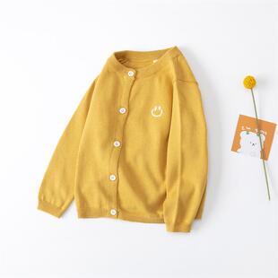 宝宝纯棉针织开衫春秋新款简约薄款毛线衣男童女童春季毛衣外套潮