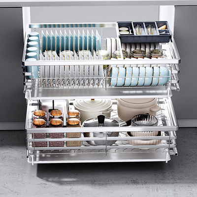 51深拉篮双层碗篮304不锈钢抽屉