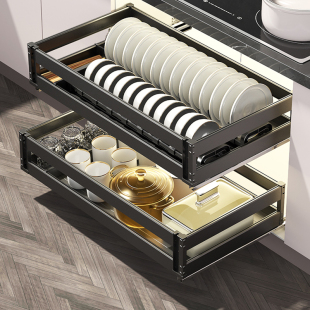 浅柜拉篮300 350 400深800碗篮900抽屉式拉拦600橱柜700阻尼720碗