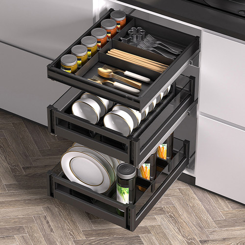 350碗篮三层400橱柜拉篮小抽屉式