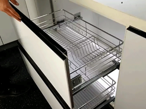 550拉篮抽屉安装650双层碗篮锅篮