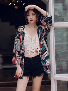 云南旅游穿搭女装民族风外套夏季薄款海边度假开衫防晒衫雪纺外搭