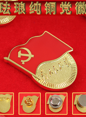 党徽珐琅胸针新版强磁铜制质党员徽章磁吸标准版别针蝴蝶扣礼盒装