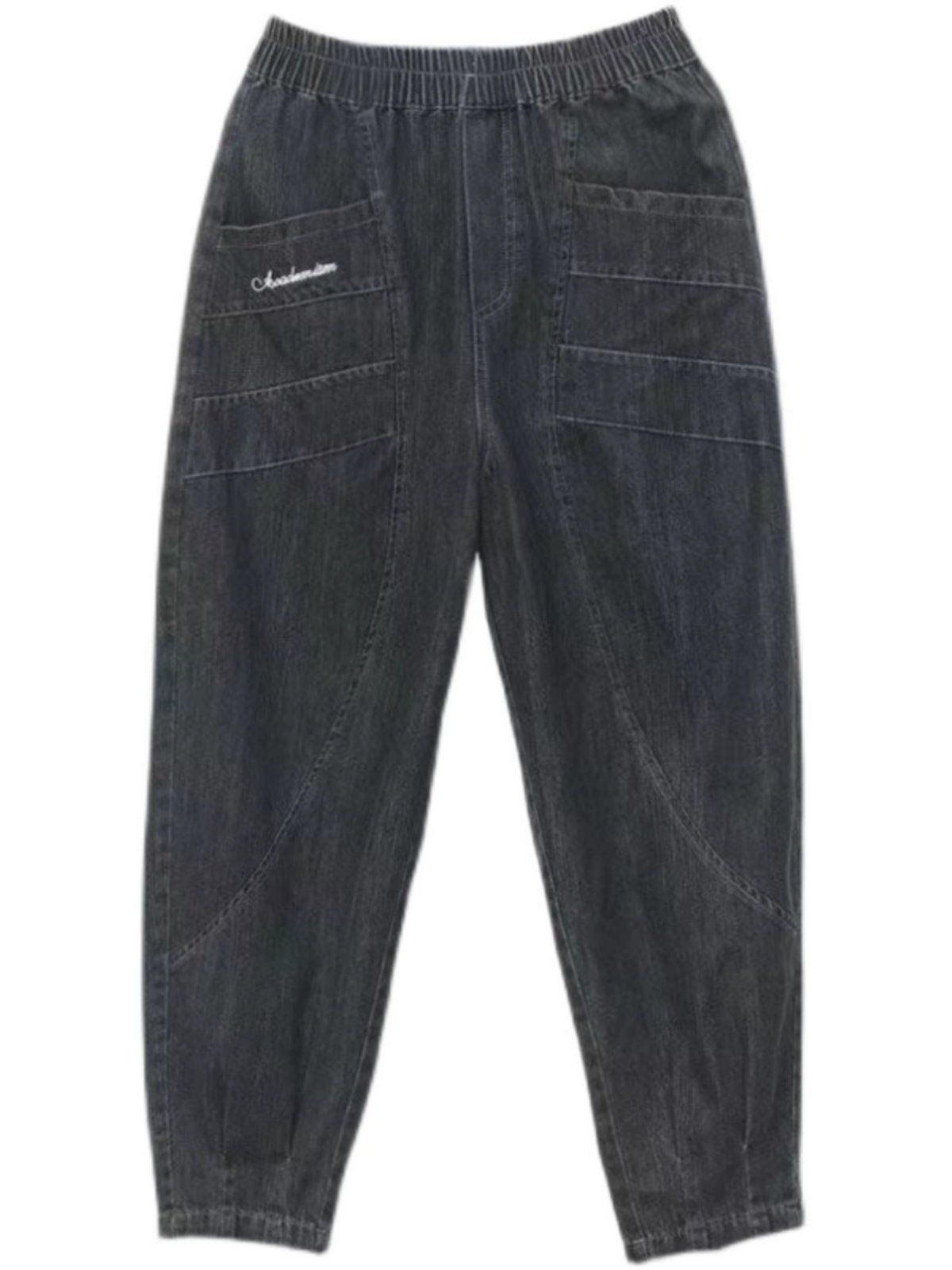 PLUS SIZE WOMENS SUMMER THIN CROPPED JEANS WOMENS LOOSE AND SKINNY CASUAL STRAIGHT PIPE PANTS HAREM PANTS SPRING