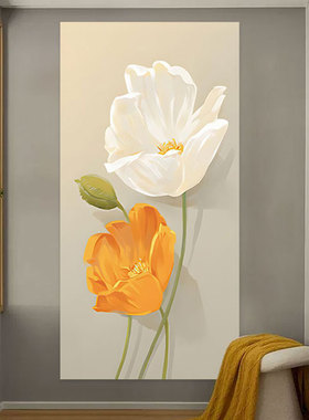 玄关自粘装饰画侘寂奶油风入户墙贴走廊贴画过道墙纸客厅壁纸