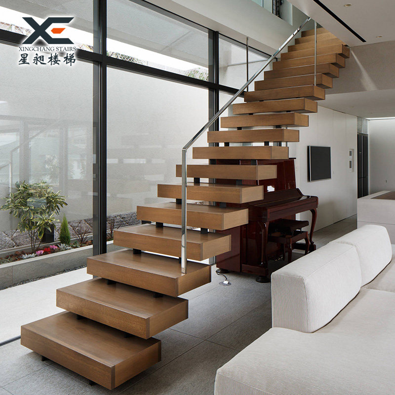 Double beam Wood stairs indoor Duplex villa Attic loft Thermocline customized Glass Iron art guardrail finished product stairsin the Whole house custom , Stairs , Overall stairs  category - from Buy2taobao.com to provide professional Taobao agent buy service