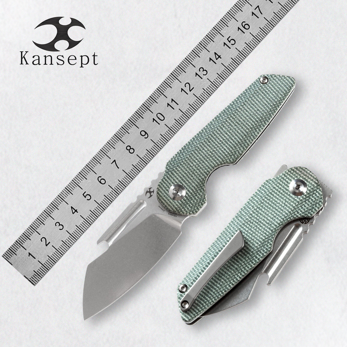 KANSEPT Rafe 4T5设计 CPM-S35VN钢 绿色米卡塔手柄 多功能折刀