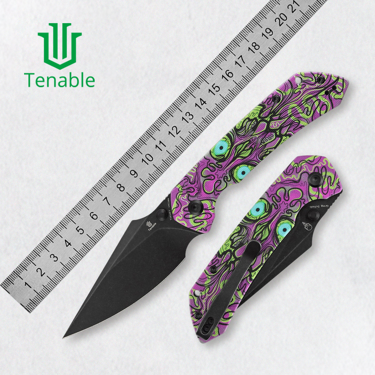 Tenable芬里尔折刀EDC随身工具14C28N钢鱼叉型G10口袋夹拆箱男士