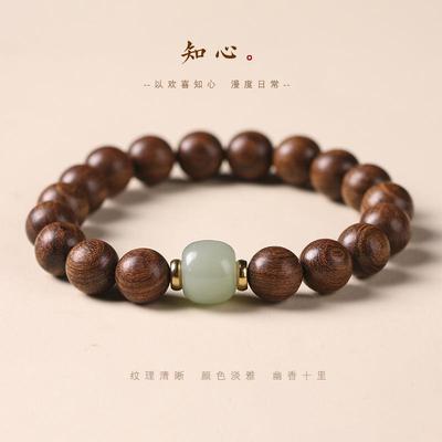 金丝檀DIY创意编织玉石混搭念珠10mm佛珠单圈森系手链文玩男女款