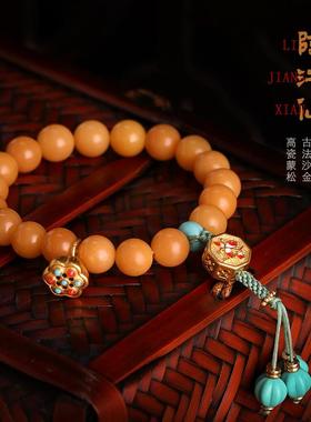 风化黄菩提根手链女景泰蓝精工编制复古文艺风手串女直播货源