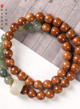 原创国潮双圈手串甄选原创库克菩提念珠拼原创和田玉如意跑环手链