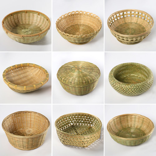 果篮零食盘沥水田园竹制品馒头筐