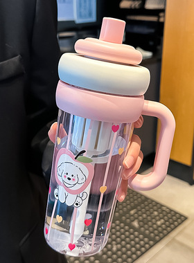 2025新款巨无霸水杯大容量吨吨杯女生高颜值带吸管泡茶仓塑料水壶