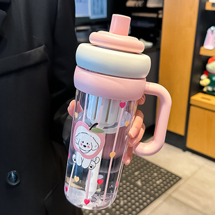 2025新款巨无霸水杯大容量吨吨杯女生高颜值带吸管泡茶仓塑料水壶