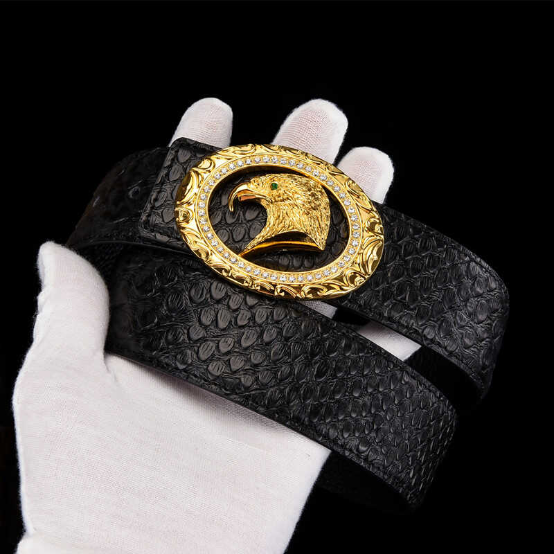 史蒂芬皮匠男士皮带真皮鳄鱼蛇纹男休闲牛皮裤带新款镶钻百搭腰带