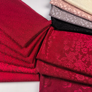 秋冬弹力亮丝复合蕾丝面料喜婆婆敬酒服新娘装旗袍民族裙手工布料