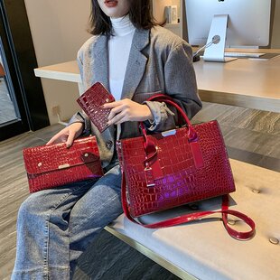 鳄鱼纹女包2021新款欧美时尚包包女大包托特包大容量手提单肩斜跨