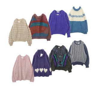 古着vintage马海毛毛衣复古软糯针织衫 A44 套头慵懒风小众淑女装