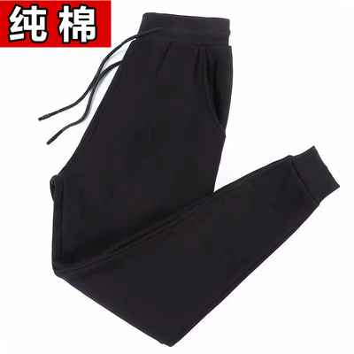 纯棉卫裤男秋冬款加绒加厚保暖