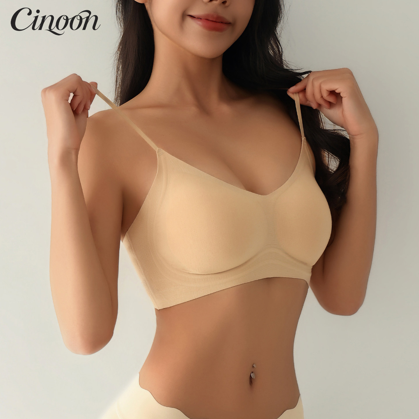 CINOON莫代尔无痕女士内衣小胸聚拢收副乳薄款四季透气无钢圈文胸