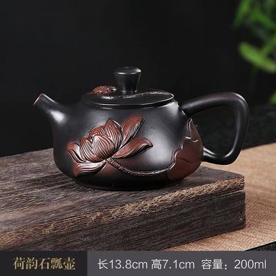 德化紫陶茶壶单壶大号浮雕紫泥手工紫砂壶西施壶陶瓷功夫茶具家用