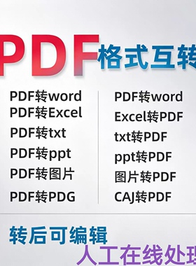 PDF转Word可编辑文档 图片扫描件转文字ExcelPPT格式转换整理服务