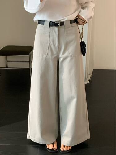 韩国TJY时尚高级感流云裤高腰直筒宽松休闲牛仔裤显瘦阔腿裤6200