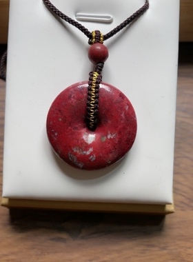 朱砂吊坠原石吊坠天然原石平安扣朱砂男女饰品手工朱砂原石高含量