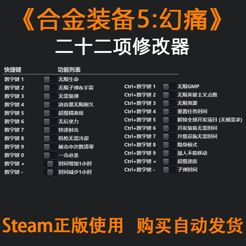 合金装备5幻痛修改器steam正版辅助工具不含游戏