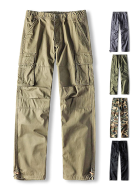 美式复古直筒伐木工装裤男迷彩口袋长裤外贸男裤出口男装男士裤子