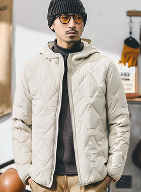 轻量化桑蚕丝菱形格保暖轻薄棉服男冬季棉袄夹克外贸男装棉衣外套