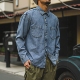 复古纯棉工装 牛仔衬衫 男长袖 美式 春秋夹克外套外贸男装 休闲衬衣