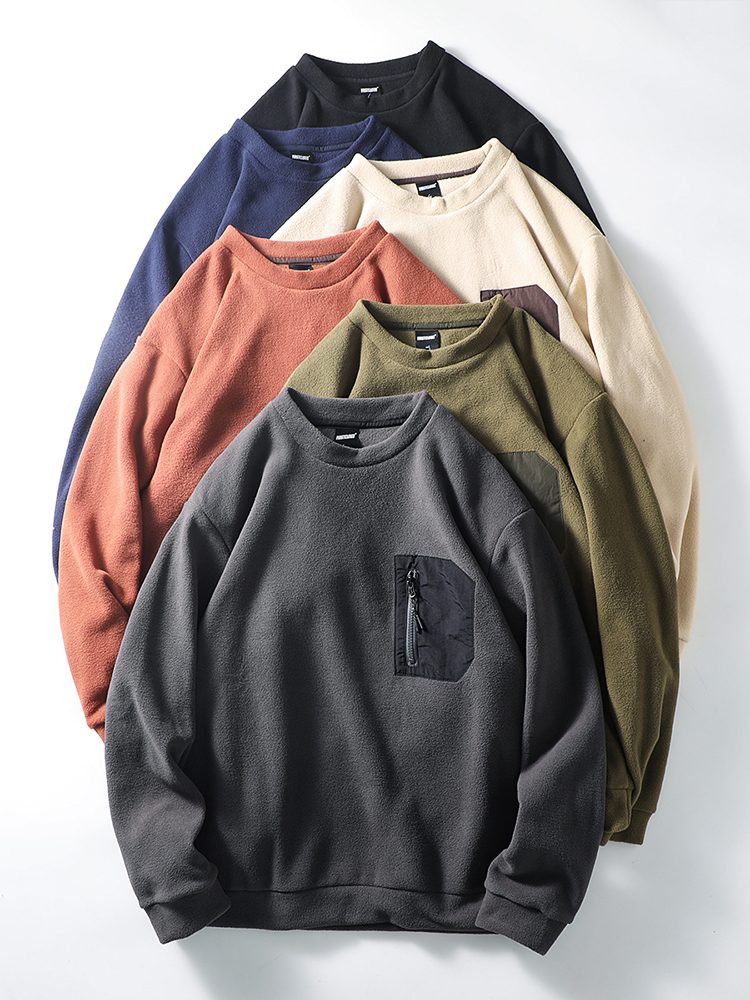 日系复古山系机能双面摇粒绒卫衣