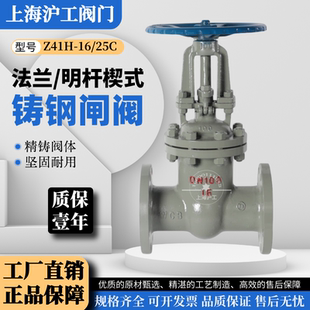 25C铸钢法兰明杆楔式 闸阀WCB高温高压蒸汽DN 上海沪工阀门Z41H